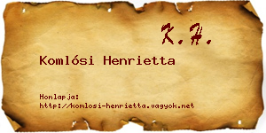 Komlósi Henrietta névjegykártya